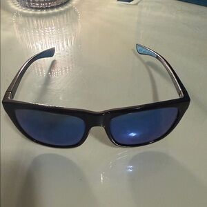 Stylish Black Sunglasses with Blue Lenses